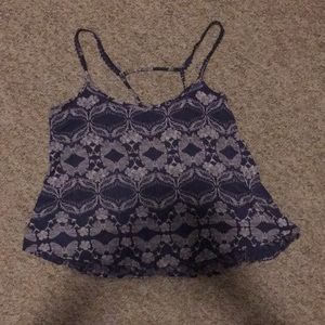 Flowy dark blue and white tank top